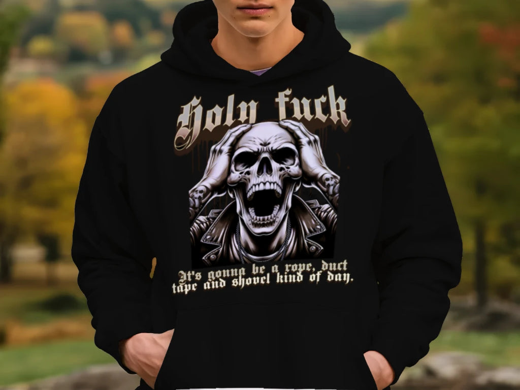 Men's skull dark humor rope duct tape shovel gothic hoodie – Wicked Reality