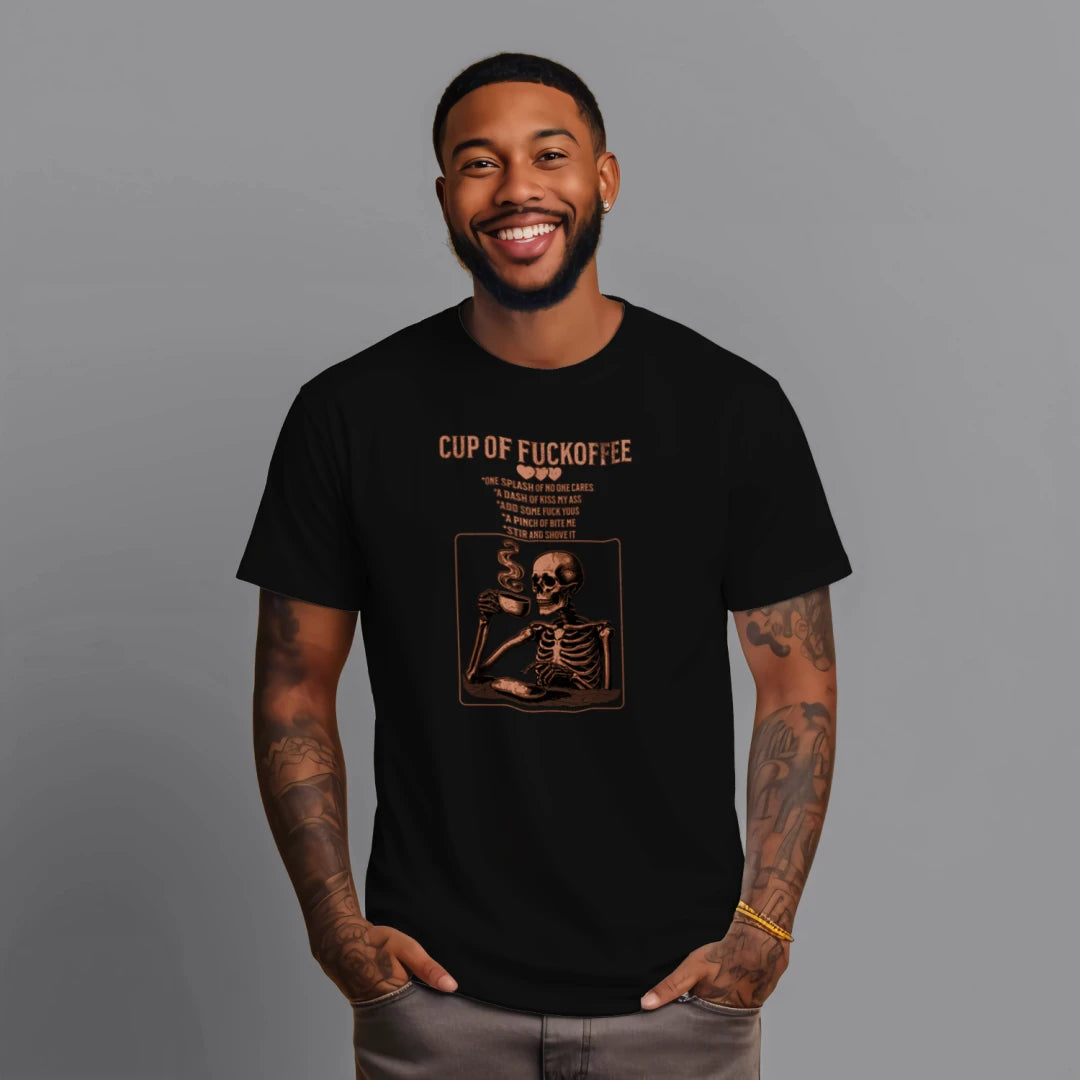 Men's gothic dark humor coffee skull graphic tee – Wicked Reality