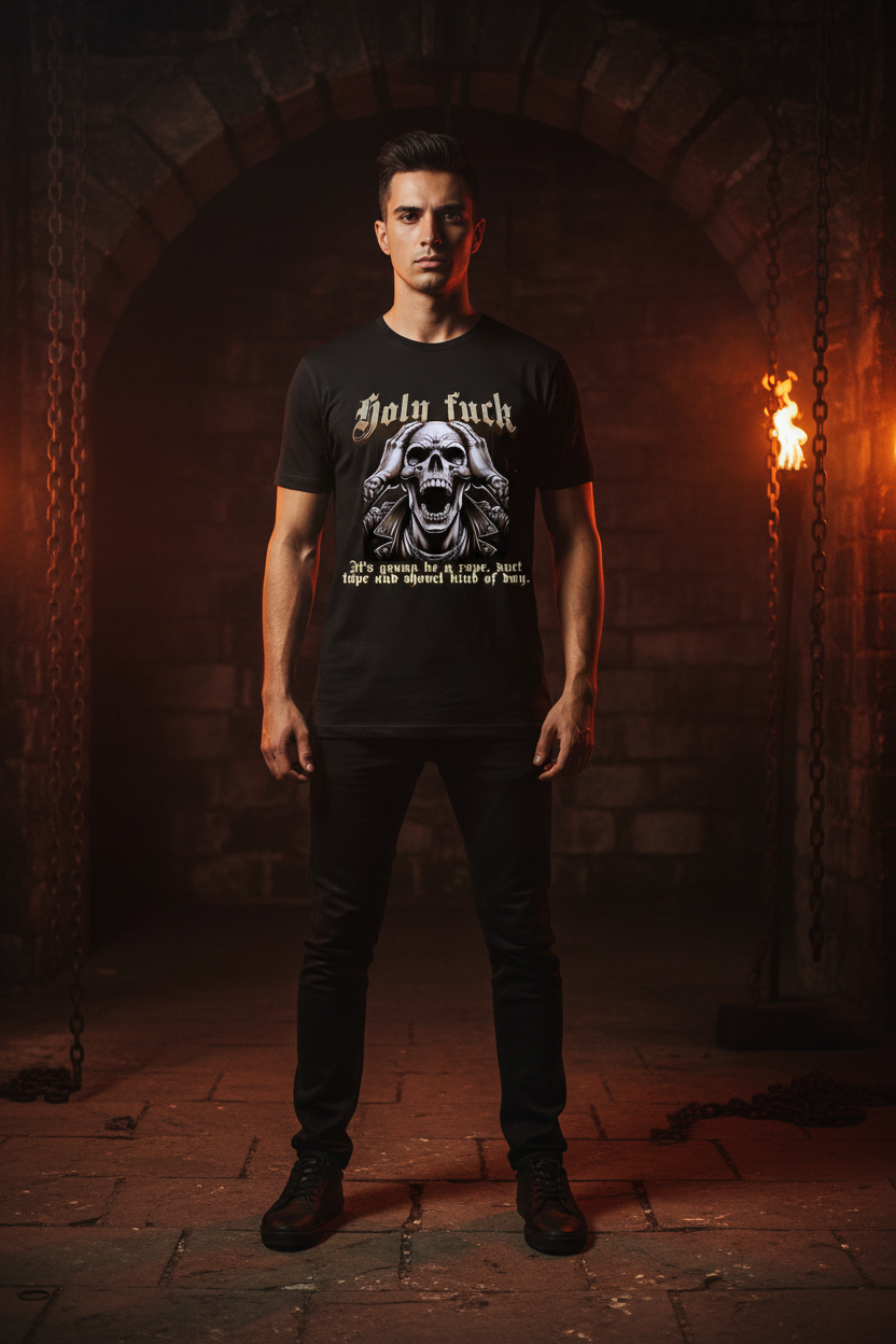 Men's gothic dark humor rope duct tape shovel graphic tee – Wicked Reality