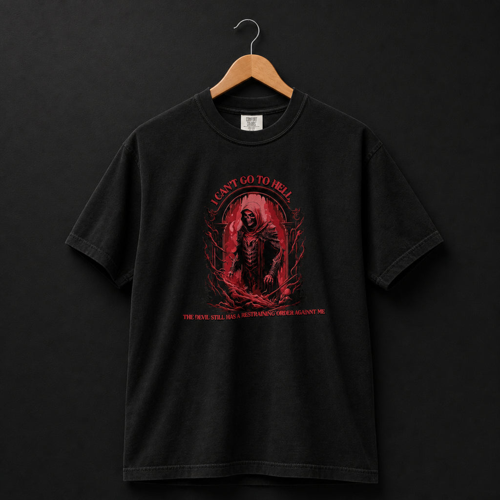Men's dark humor devil restraining order graphic tee – Wicked Reality
