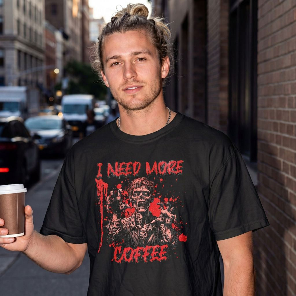 Men's gothic zombie dark humor coffee graphic tee – Wicked Reality