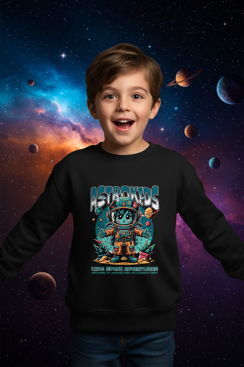 Kids' space adventure graphic sweatshirt – Wicked Reality