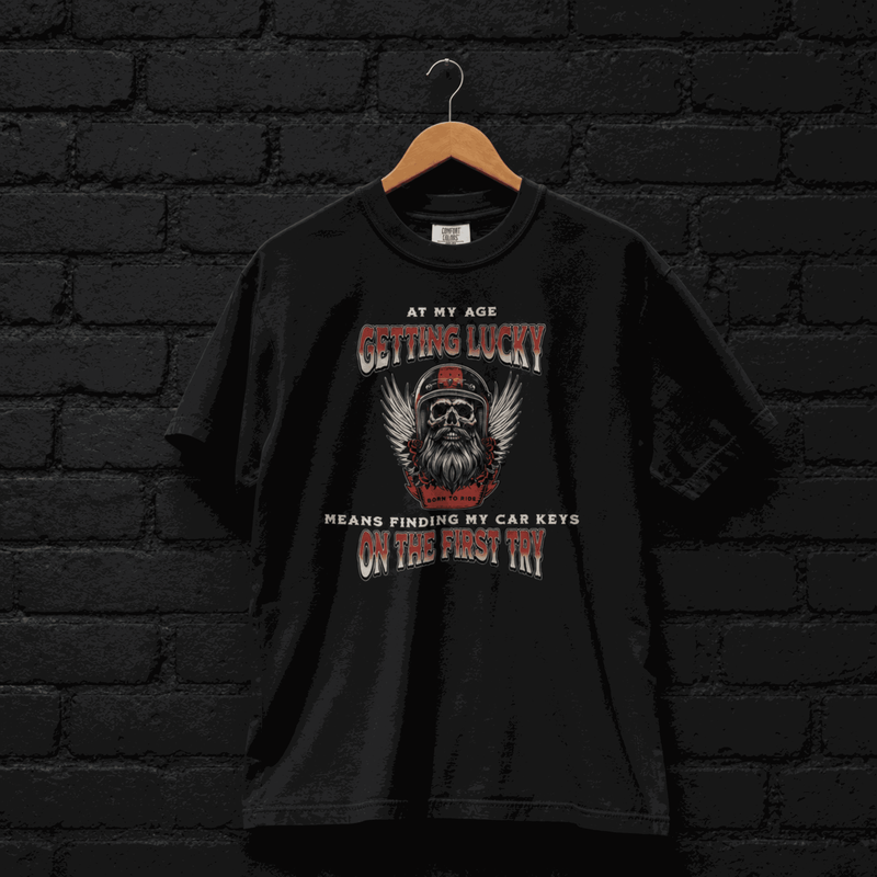 Men's biker skull dark humor graphic tee on black – Wicked Reality