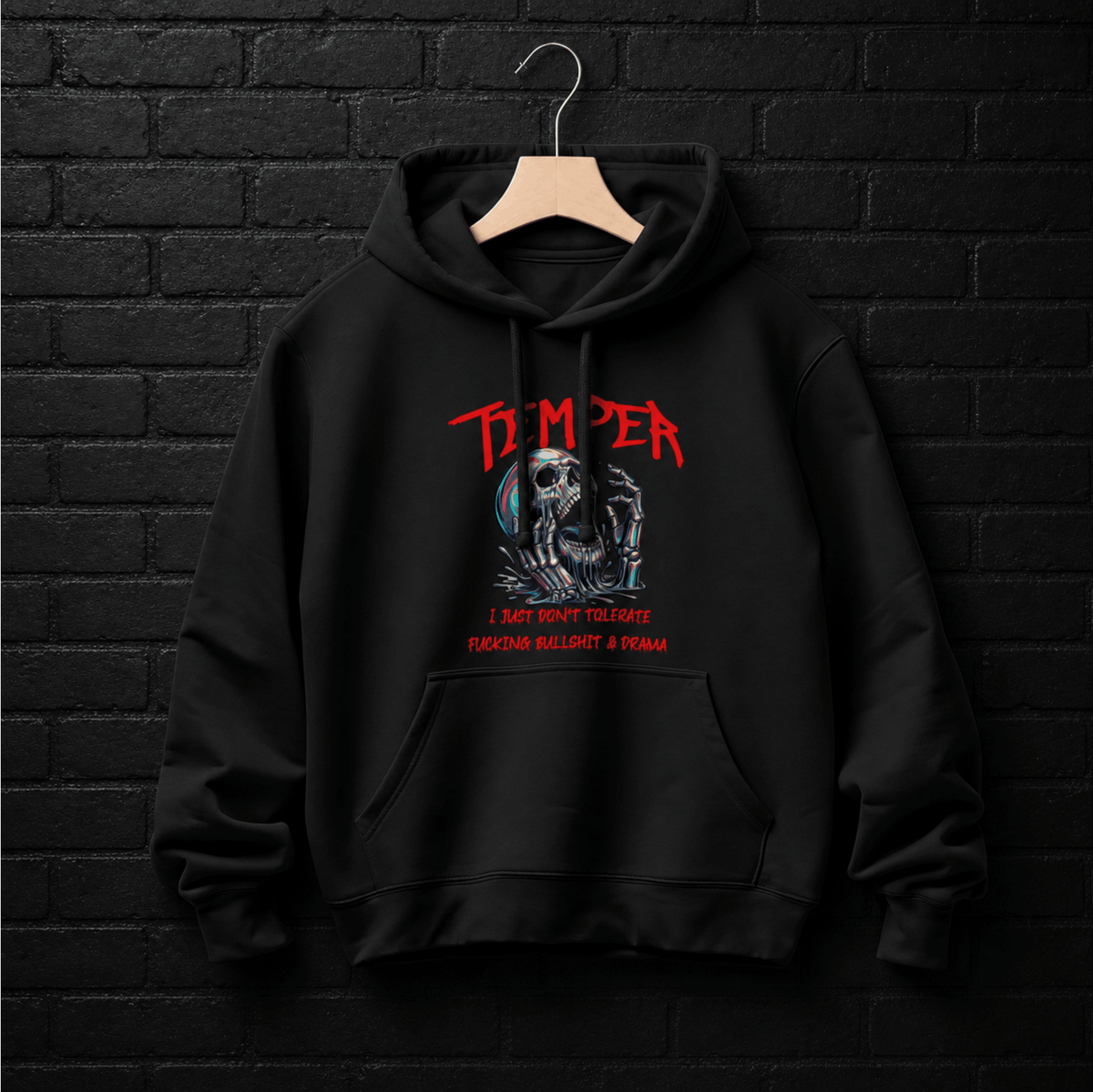 Men's holographic skull gothic dark humor hoodie – Wicked Reality