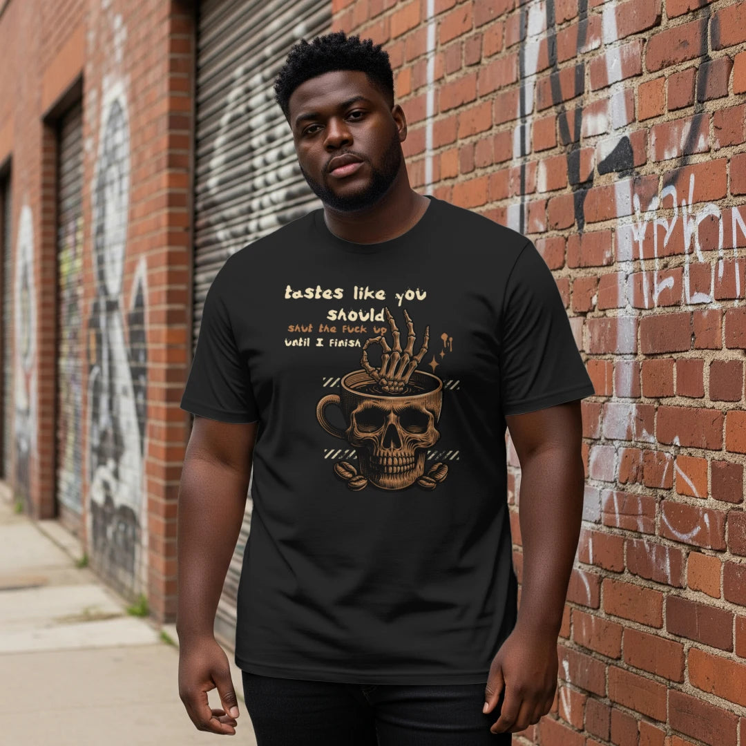 Men's gothic skull dark humor coffee graphic tee – Wicked Reality