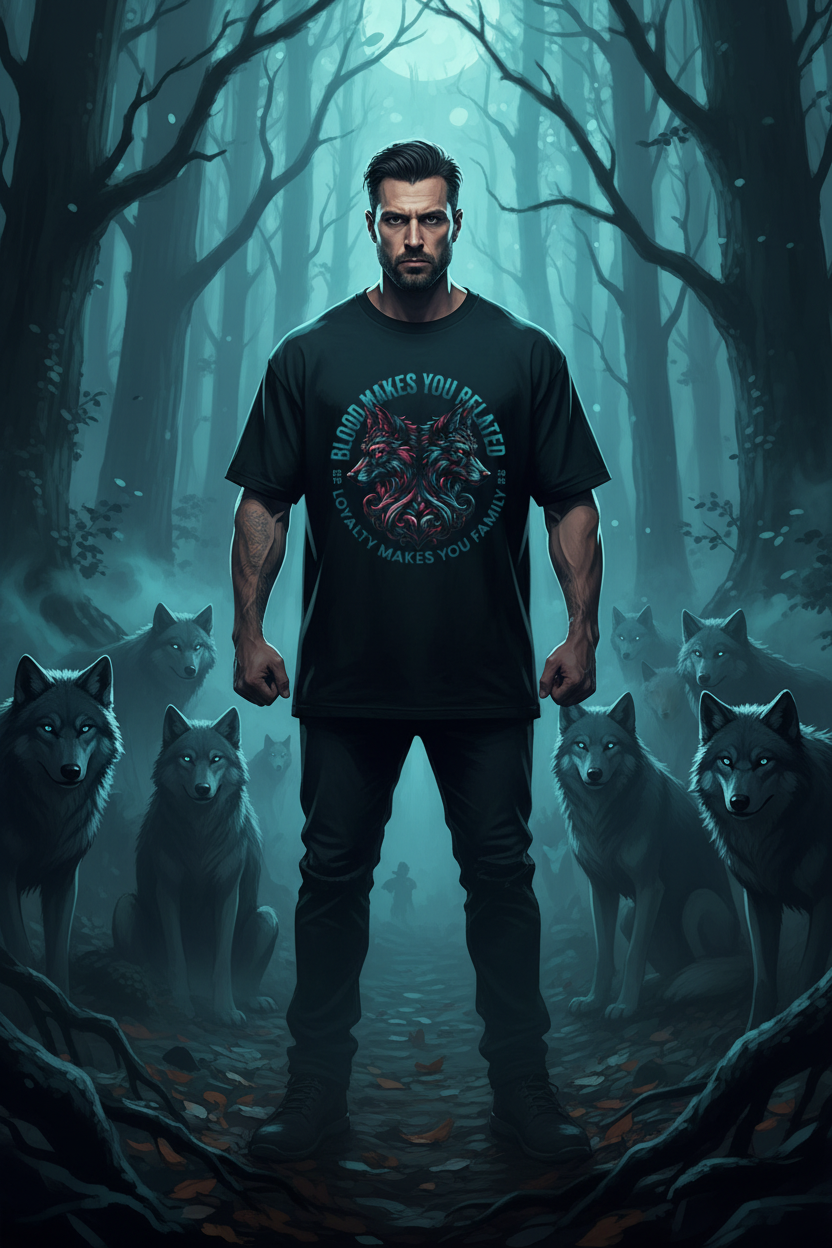 Men's gothic wolf pack loyalty graphic tee on black – Wicked Reality