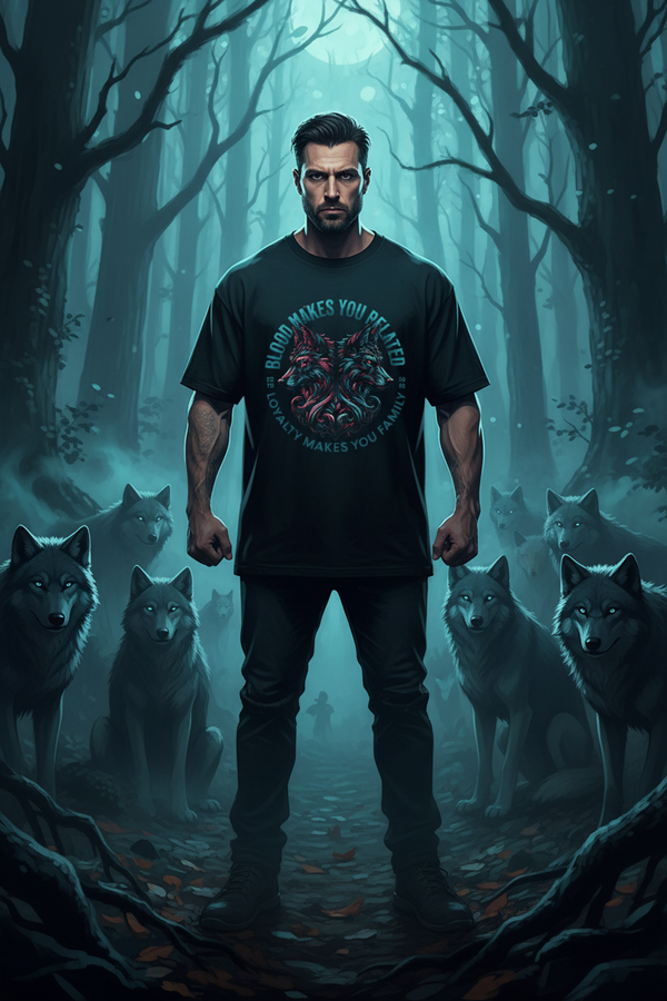 Men's gothic wolf pack loyalty graphic tee on black – Wicked Reality