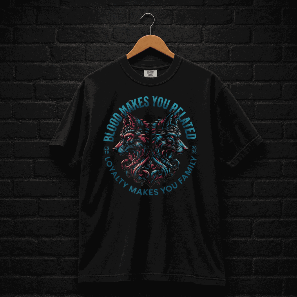 Men's gothic wolf pack loyalty graphic tee on black – Wicked Reality