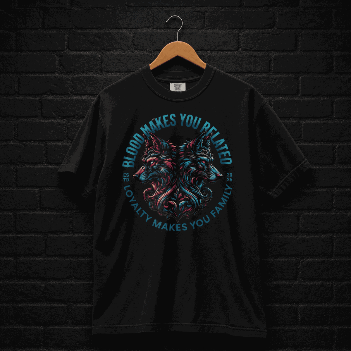 Men's gothic wolf pack loyalty graphic tee on black – Wicked Reality