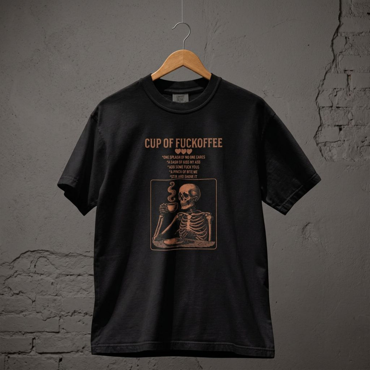 Men's gothic dark humor coffee skull graphic tee – Wicked Reality