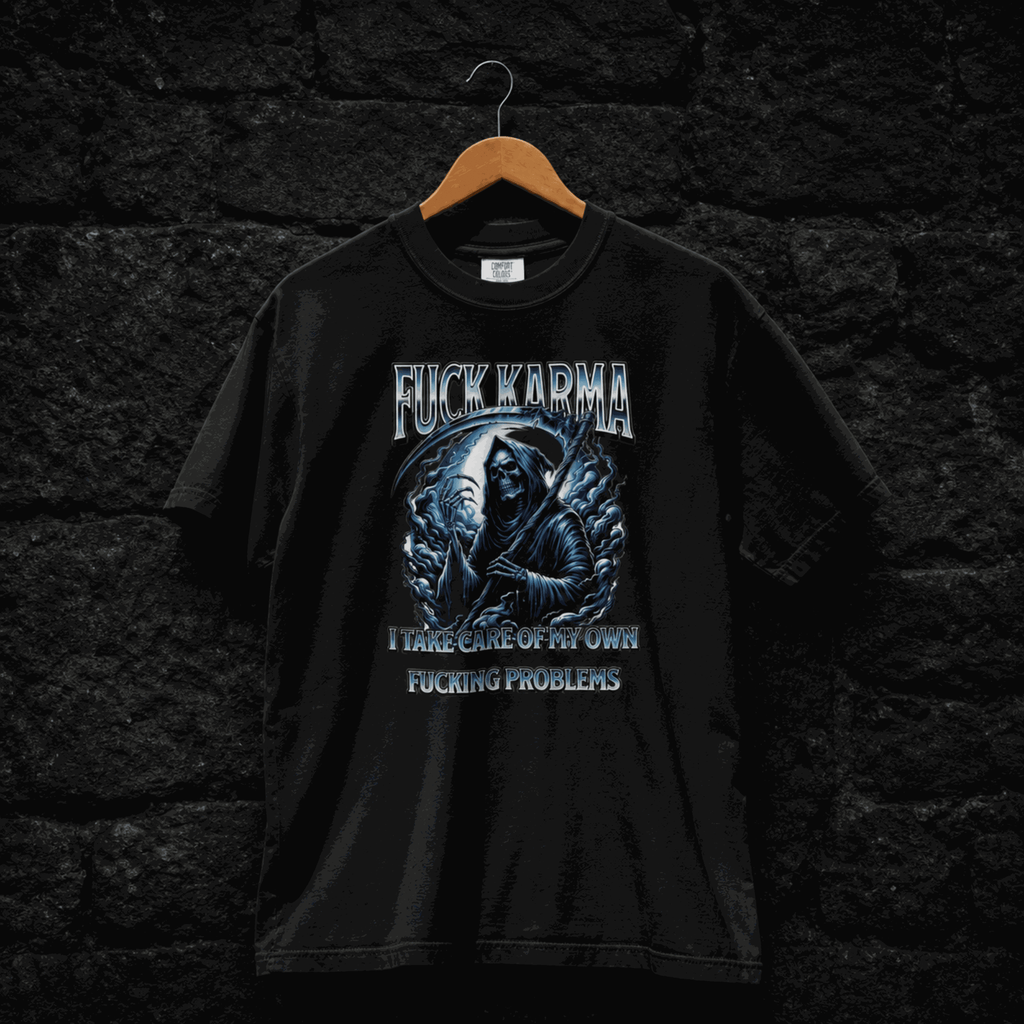 Men's grim reaper dark humor gothic graphic tee on black – Wicked Reality