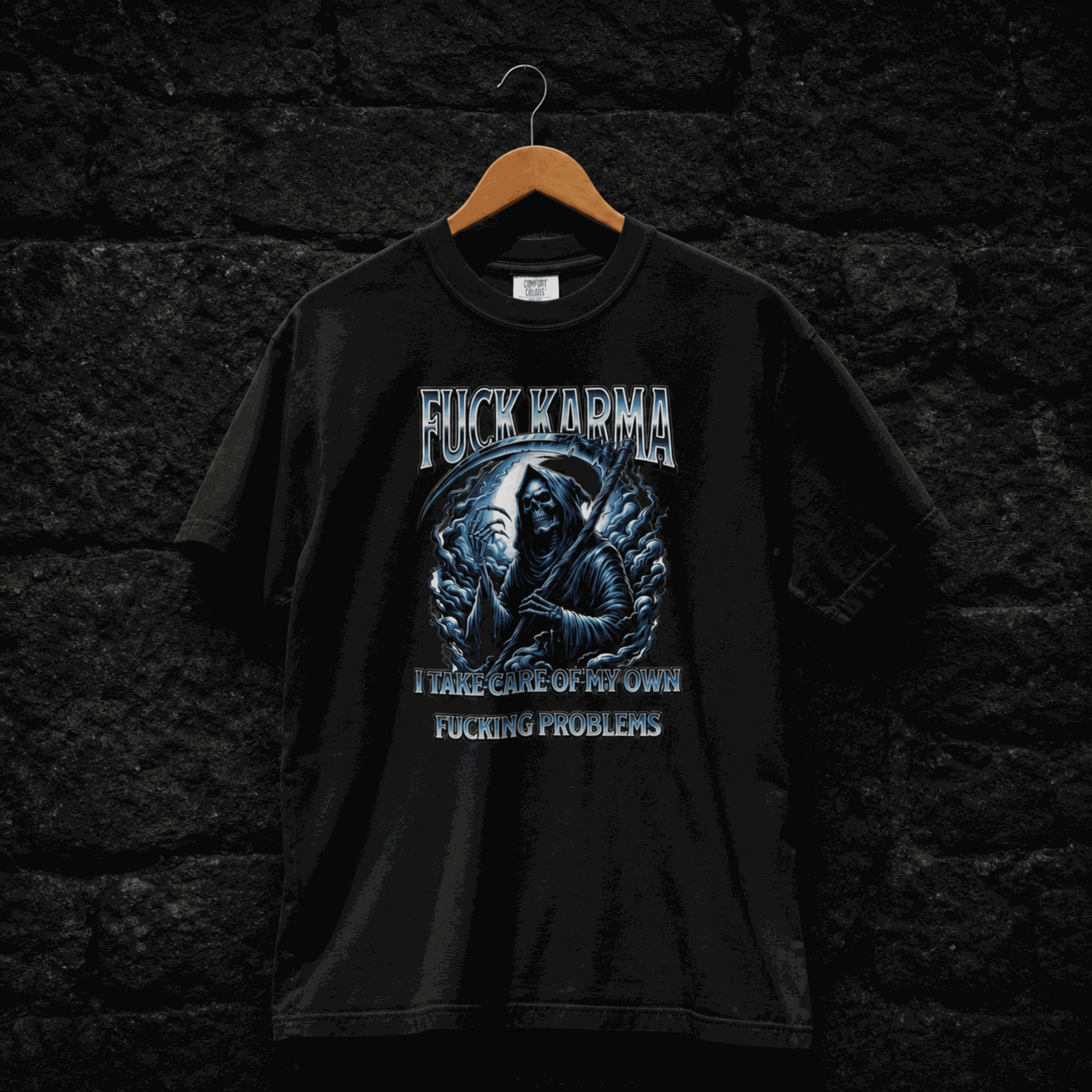 Men's grim reaper dark humor gothic graphic tee on black – Wicked Reality