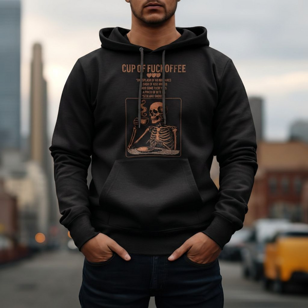Men's vintage skeleton dark humor coffee hoodie – Wicked Reality