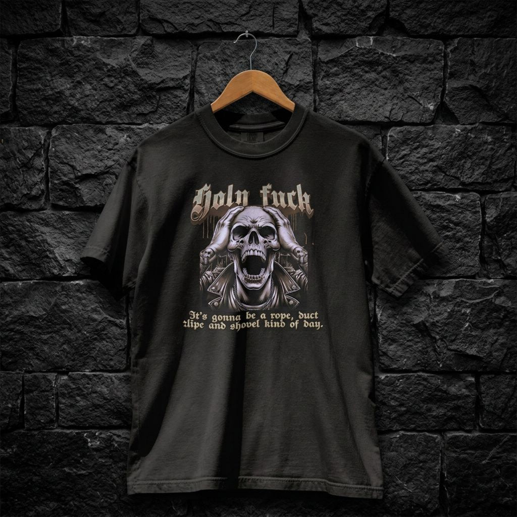 Men's gothic dark humor rope duct tape shovel graphic tee – Wicked Reality