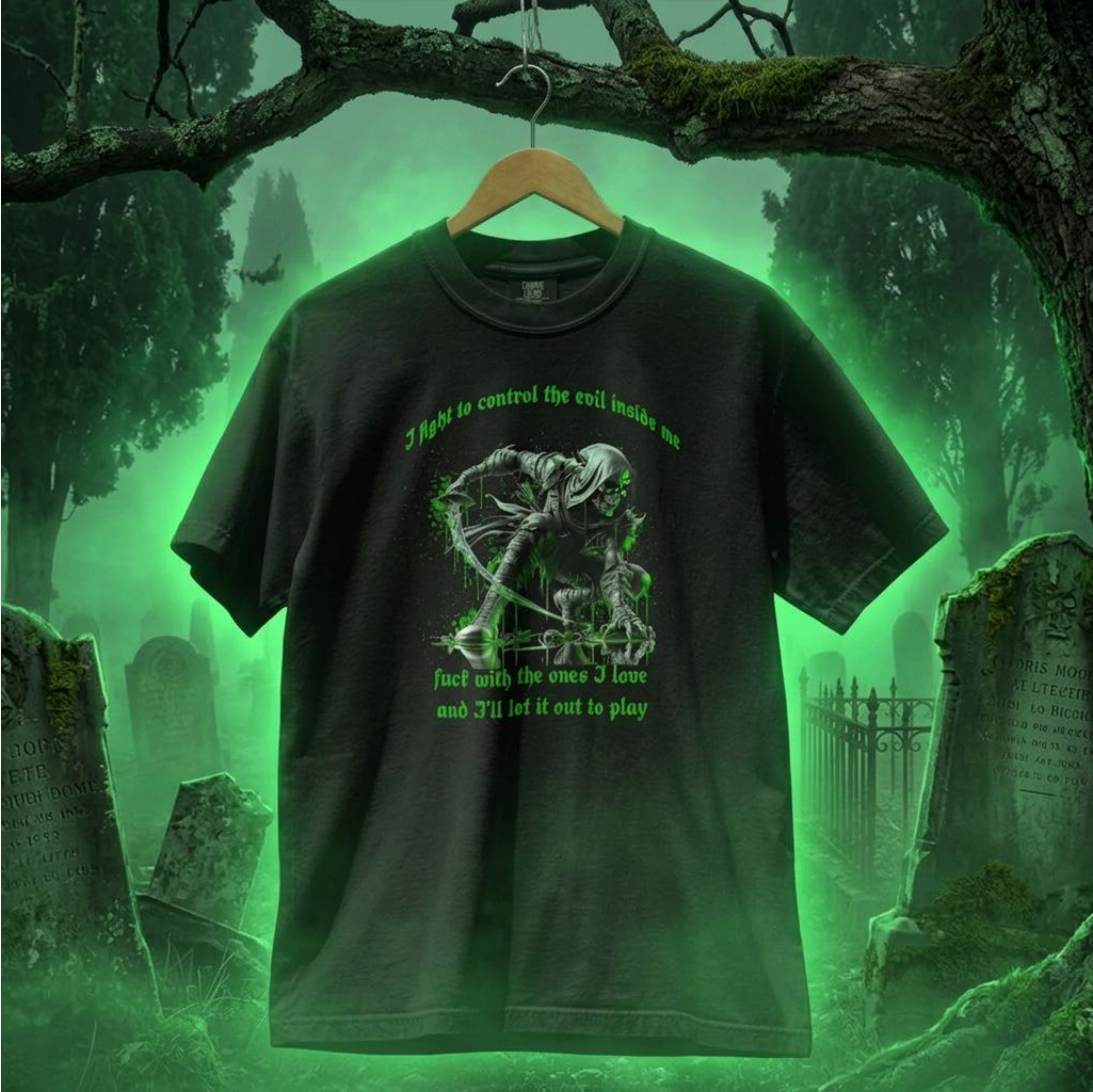 Men's grim reaper dark fantasy graphic tee – Wicked Reality