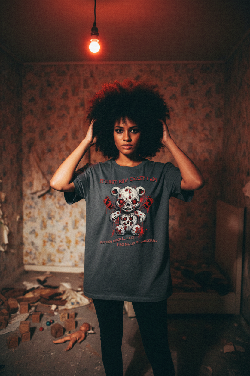 It's Not How Crazy I Am gothic horror women's tee - abandoned bedroom scene