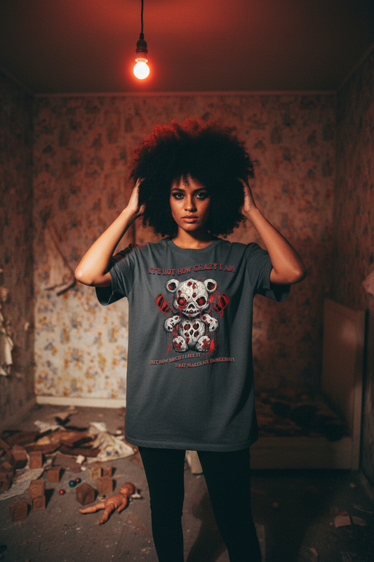 It's Not How Crazy I Am gothic horror women's tee - abandoned bedroom scene