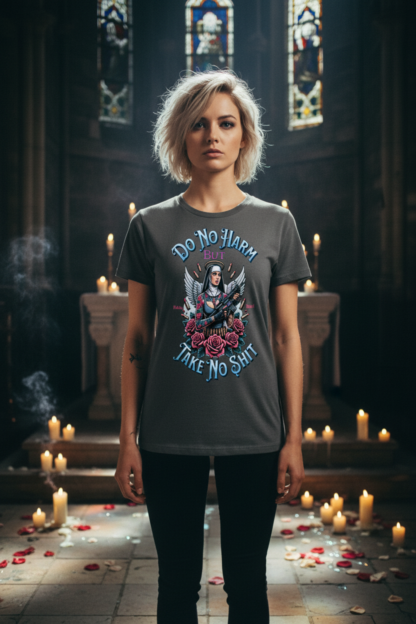 Do No Harm But Take No Shit gothic women's tee - dark church scene