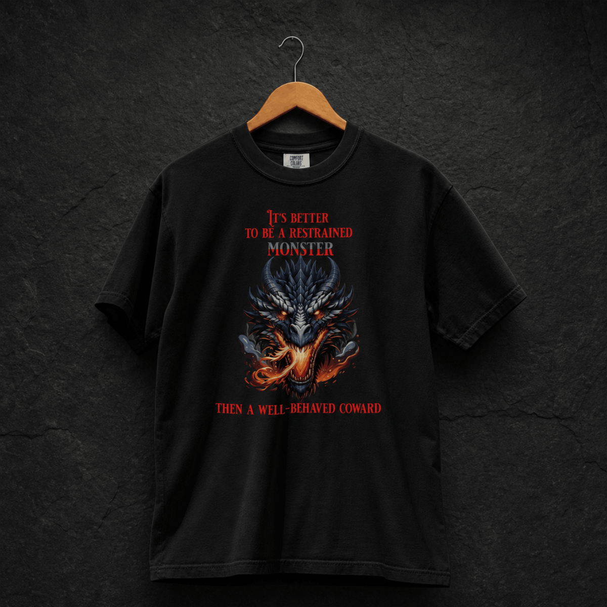 Men's gothic dark dragon graphic tee on black – Wicked Reality