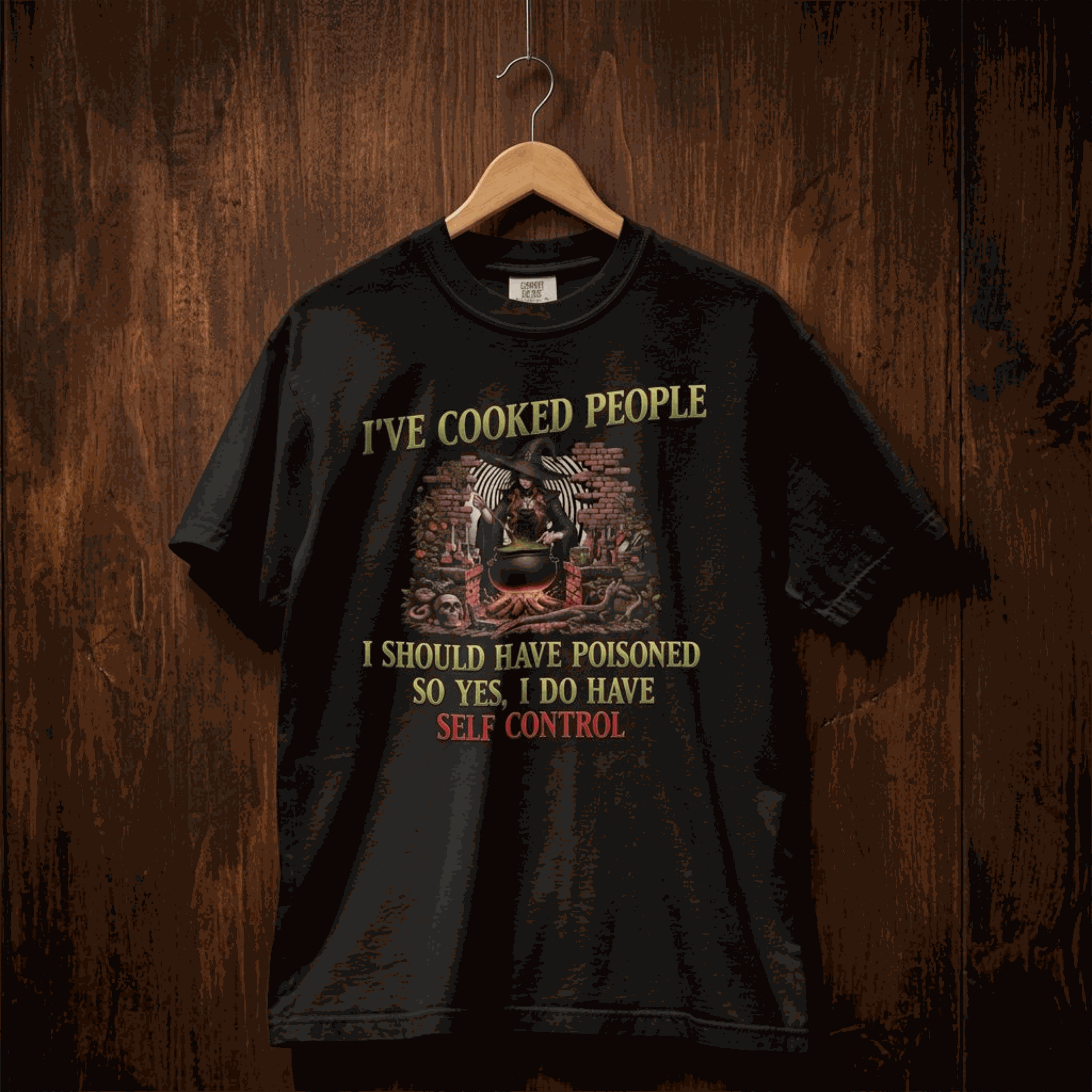 "I've Cooked People" – Women's Dark Humor Witch Graphic T-Shirt