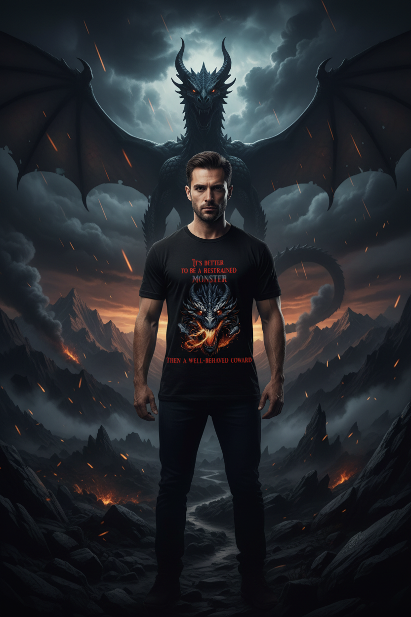 Men's gothic dark dragon graphic tee on black – Wicked Reality