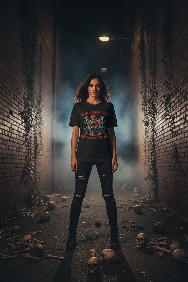 Women's dark humor skeleton graphic tee – Wicked Reality