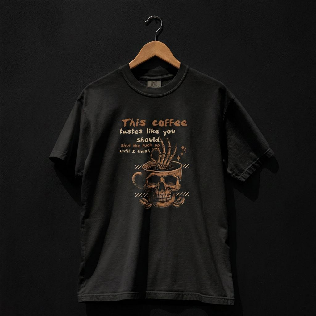 Men's gothic skull dark humor coffee graphic tee – Wicked Reality