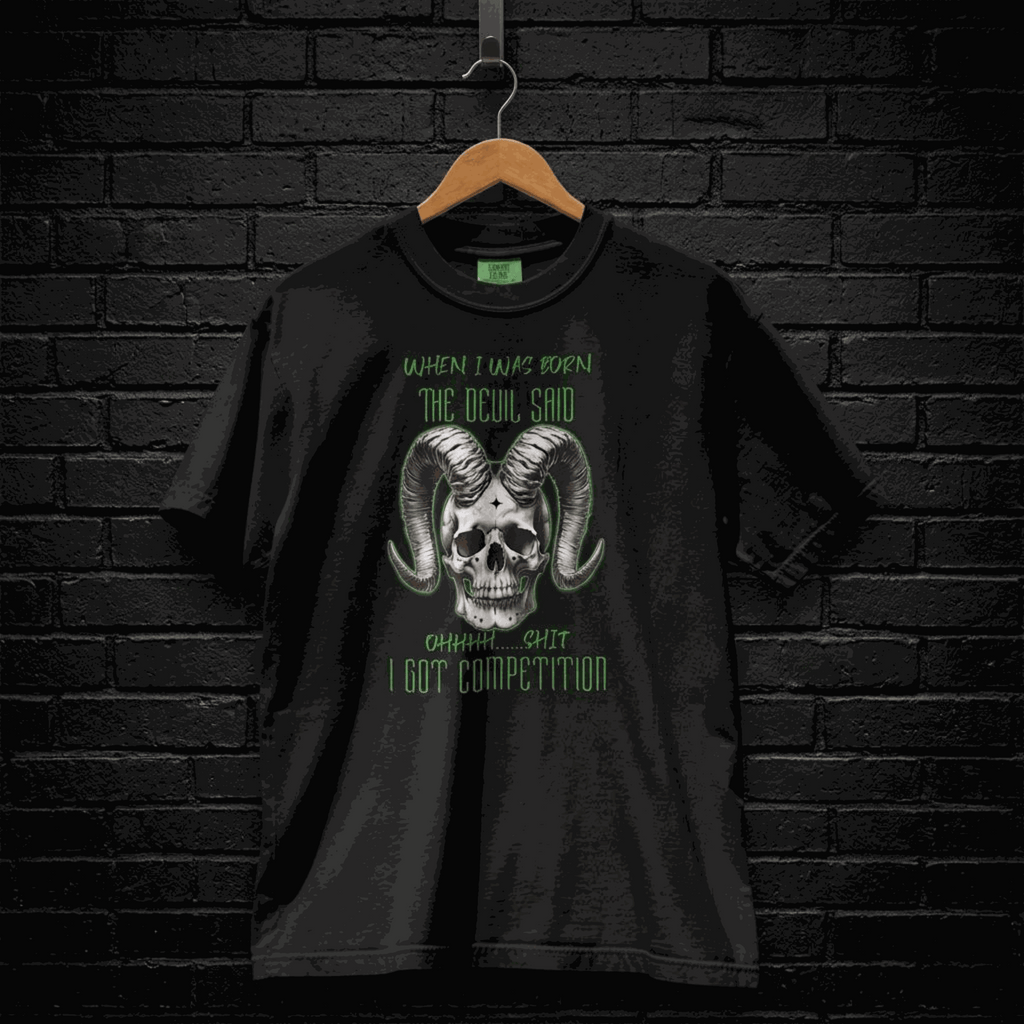 "When I Was Born" – Men's Dark Humor Demon Skull Graphic T-Shirt